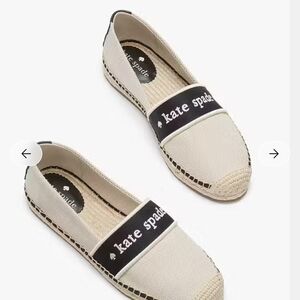 Kate Spade Black and Cream Espadrille Loafers
